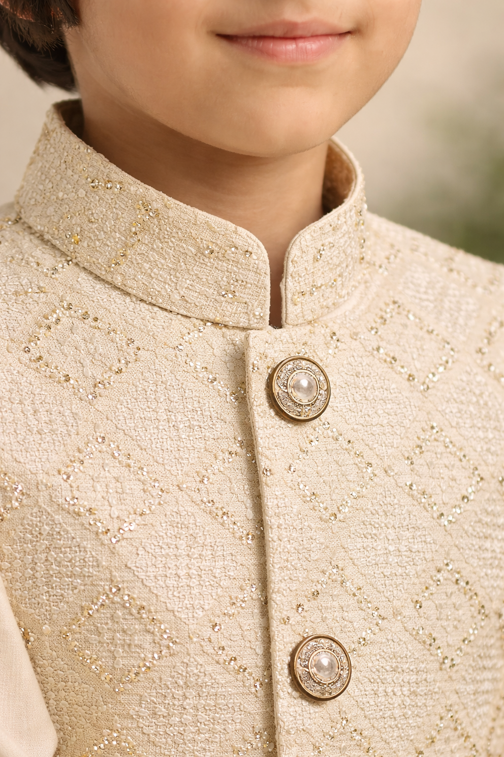 Peal White Embroidered Only Waistcoat MW 021