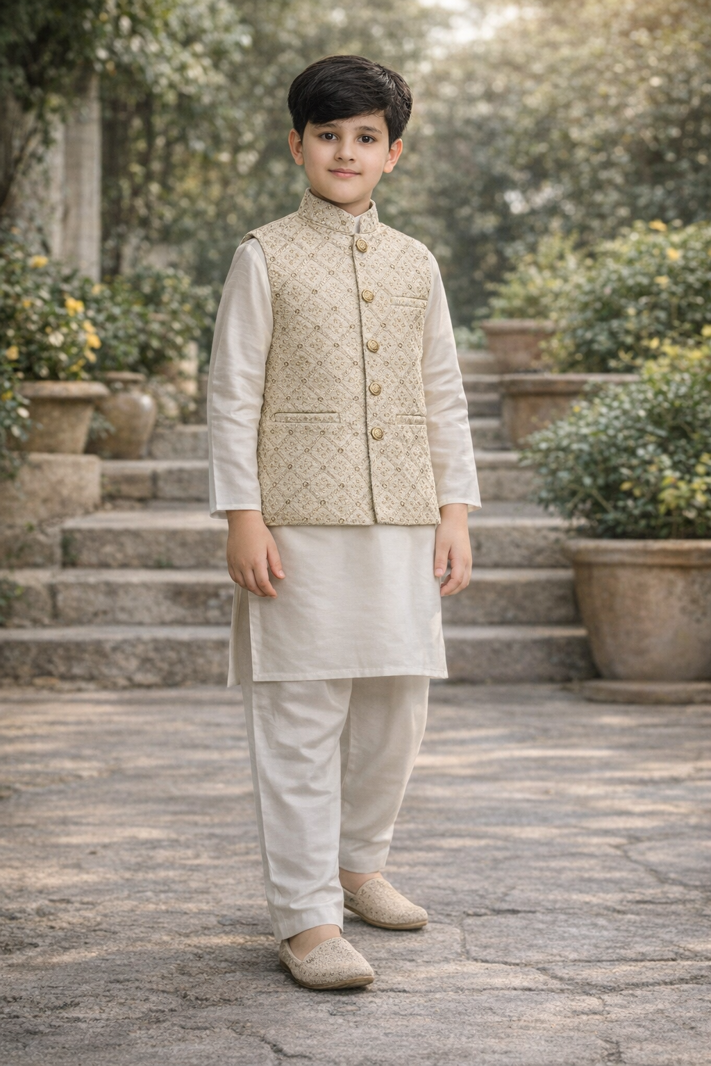 off white embroidered Only Waistcoat