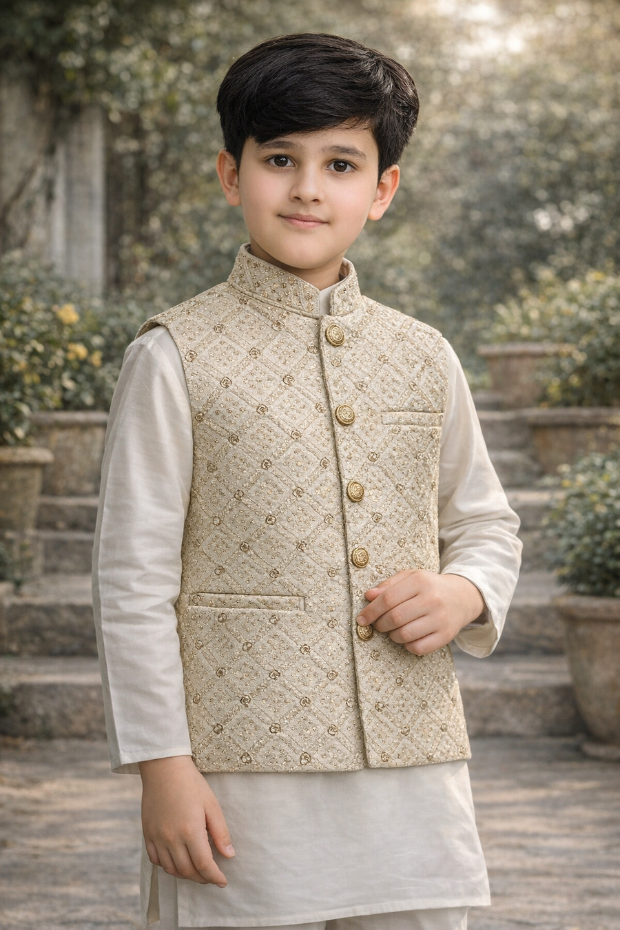 off white embroidered Only Waistcoat