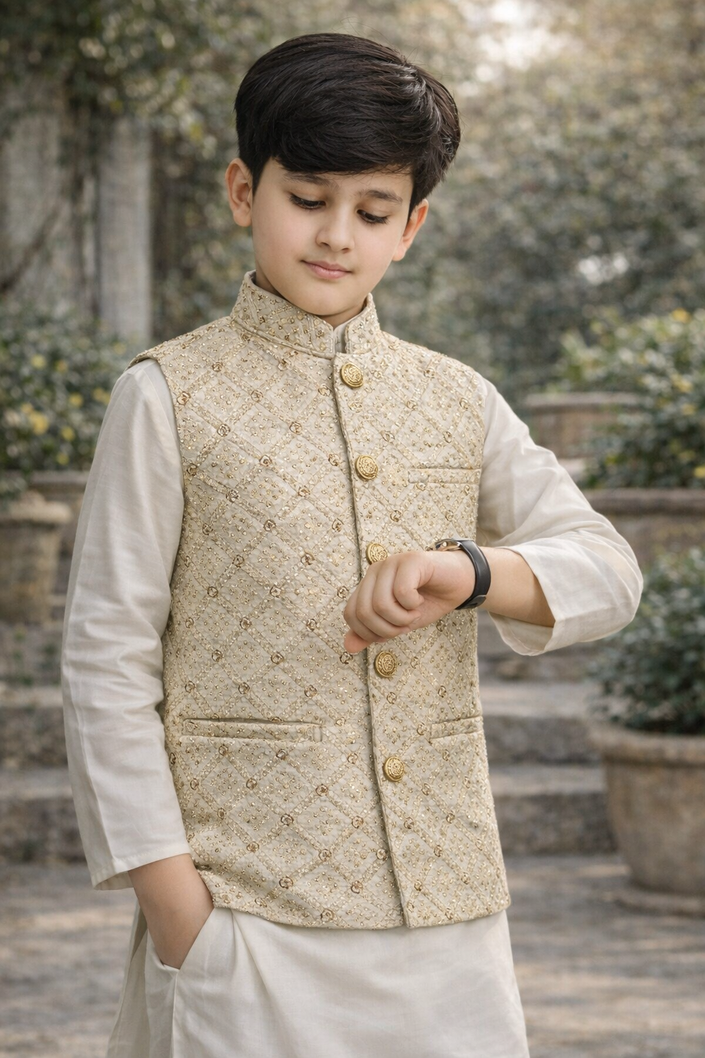 off white embroidered Only Waistcoat