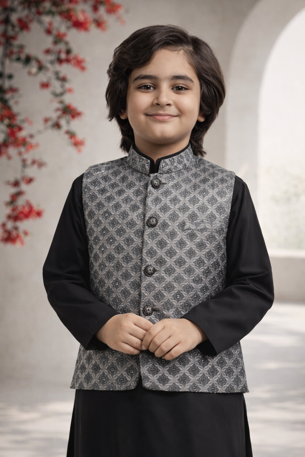 lavender gray  embroidered Only Waistcoat MW 015