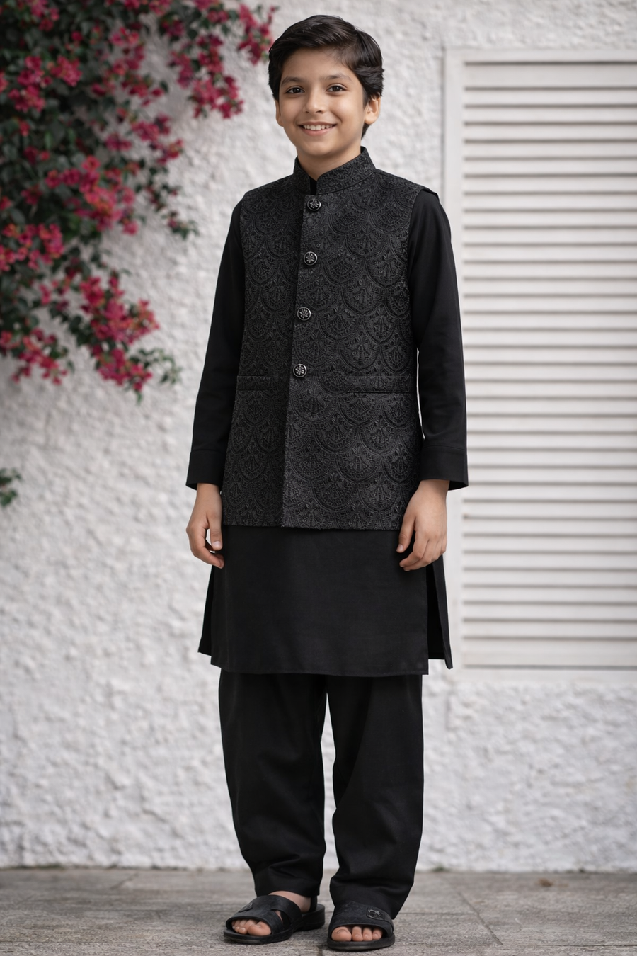 Black Embroidered Only Waistcoat MW 03