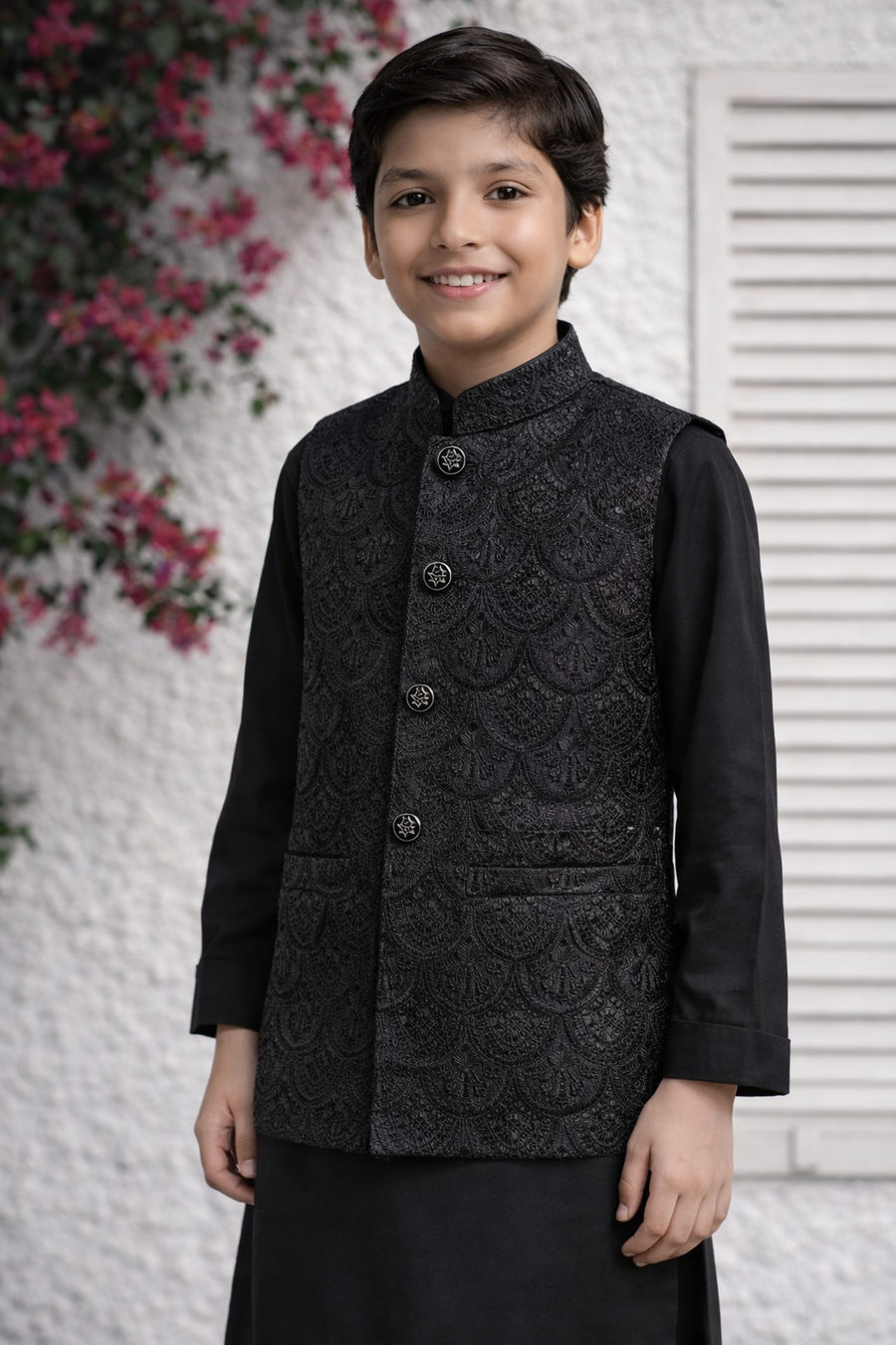cool black embroidered Only Waistcoat MW 016