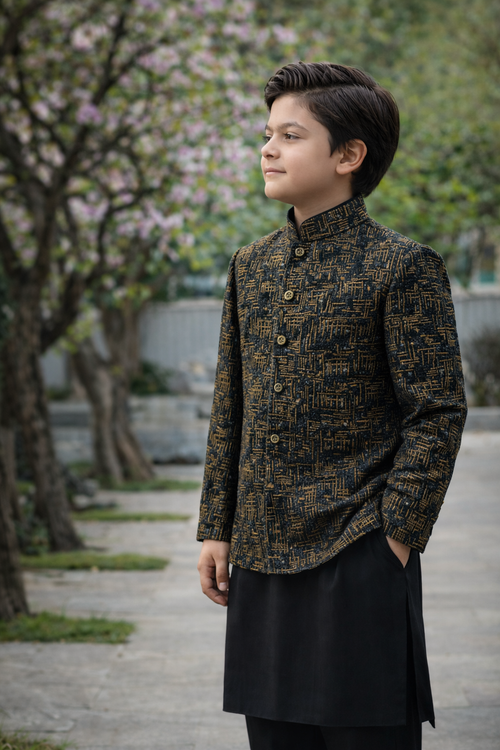 Black & Golden Prince Coat suit MP 01