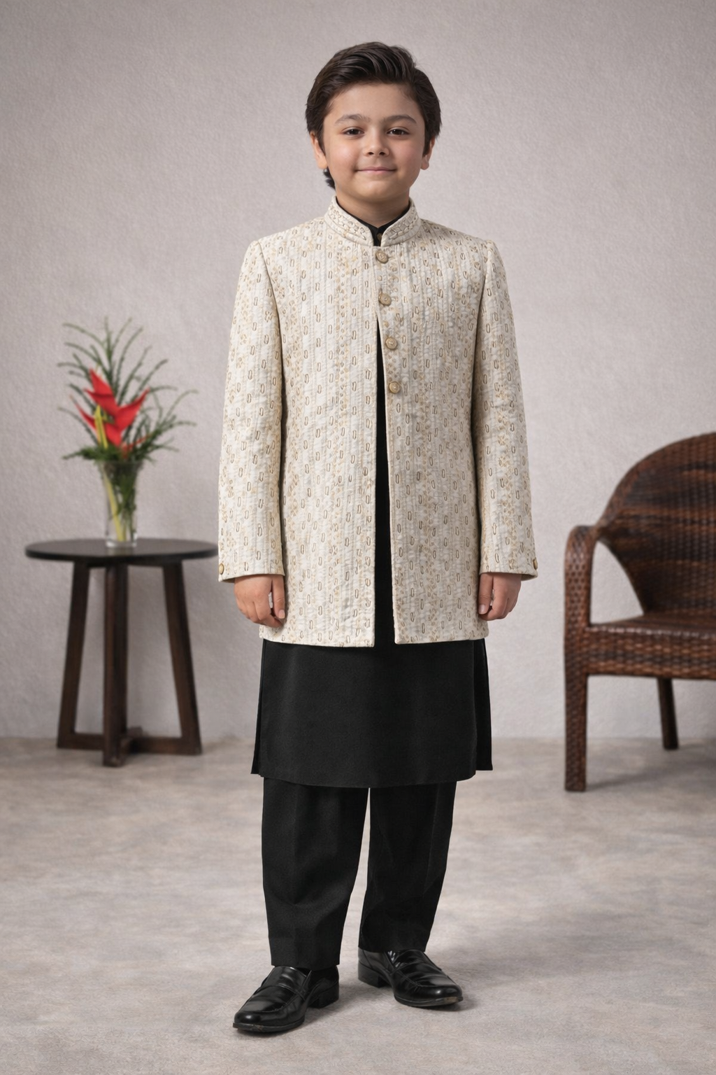 Off white  open long Prince Coat suit MP 10
