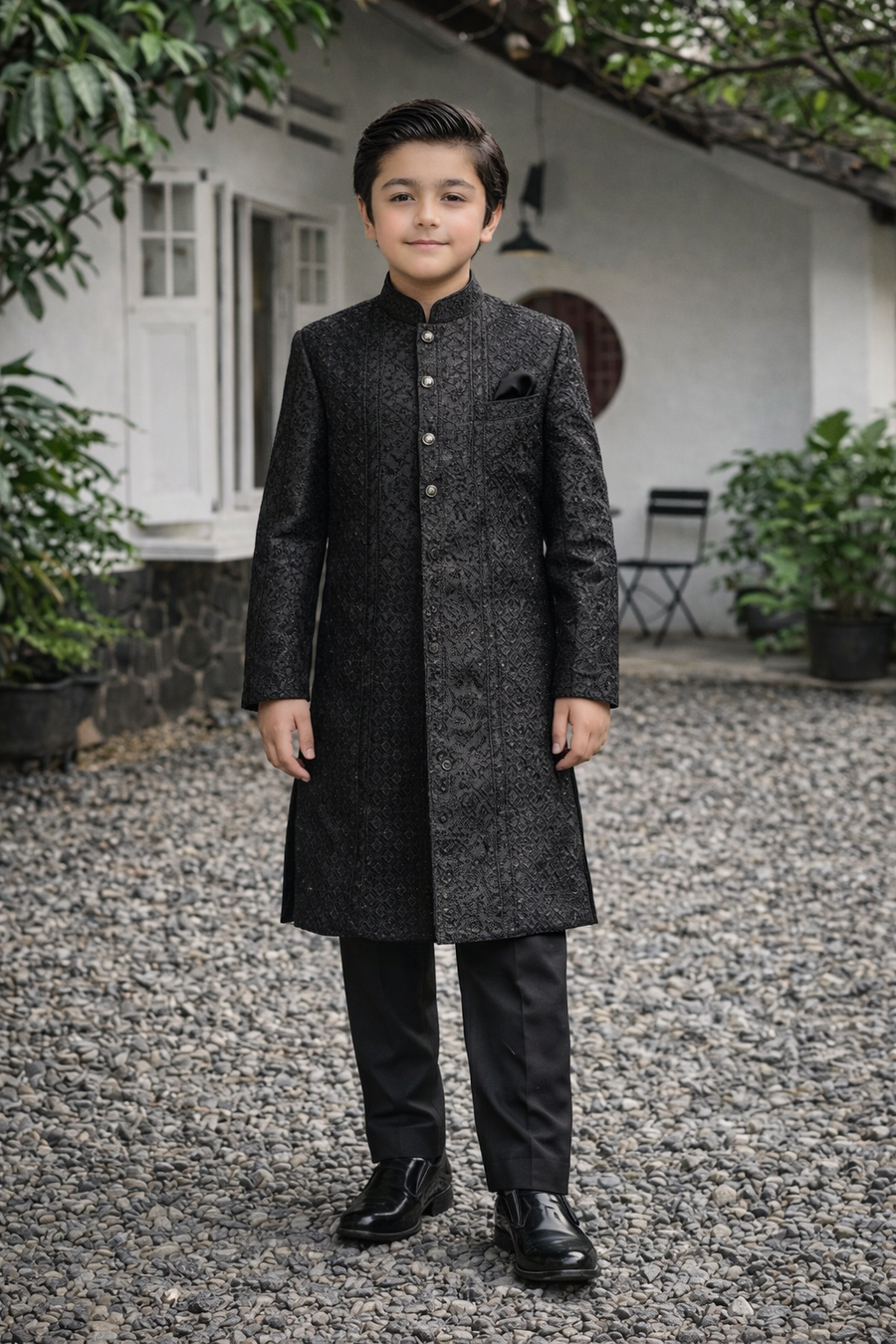 black kurta Sherwani