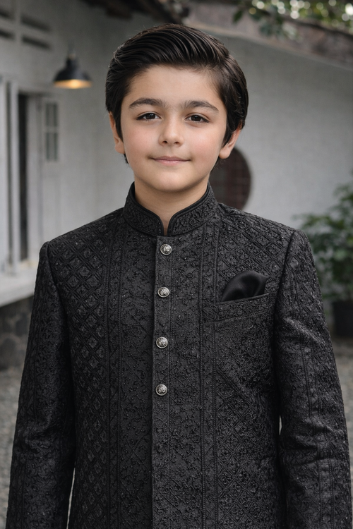 black kurta Sherwani