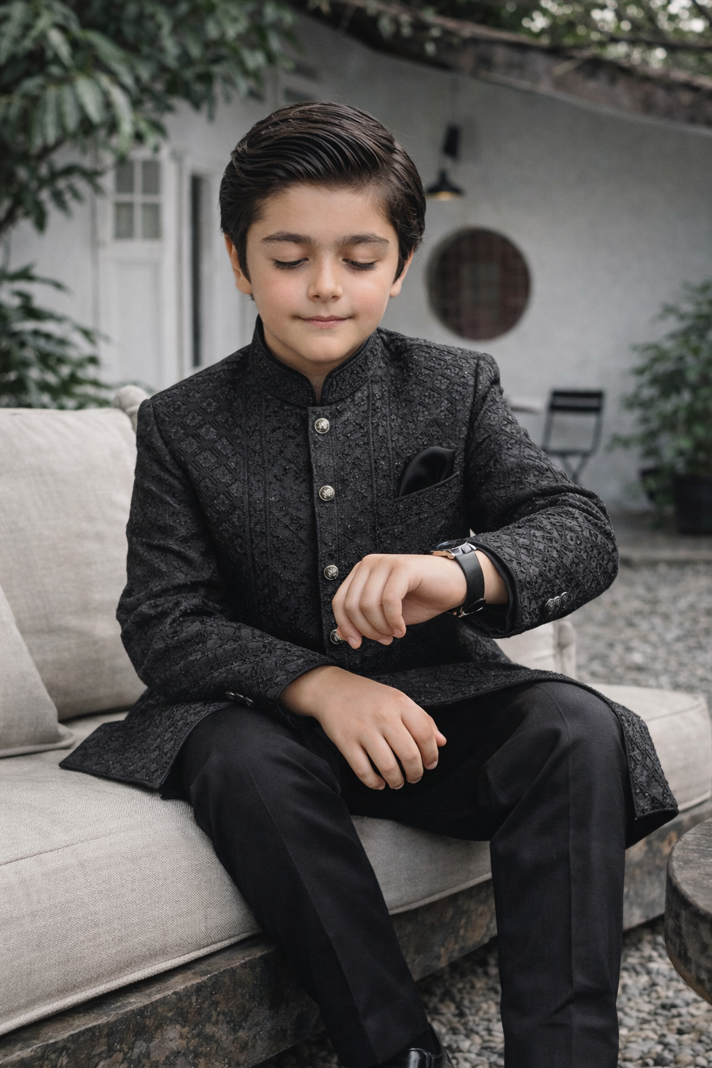 black kurta Sherwani