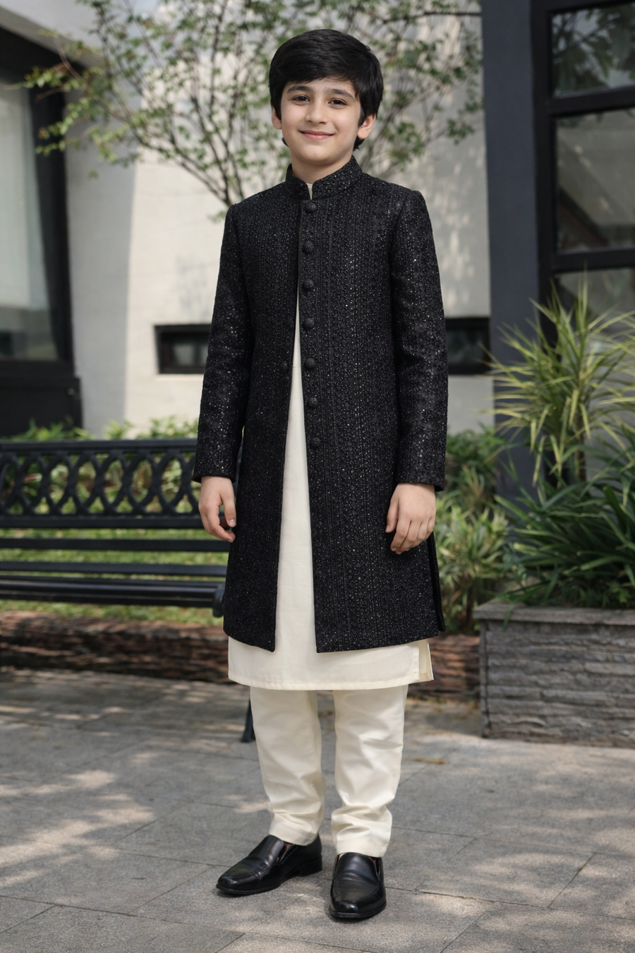 black sequence Sherwani MS 02