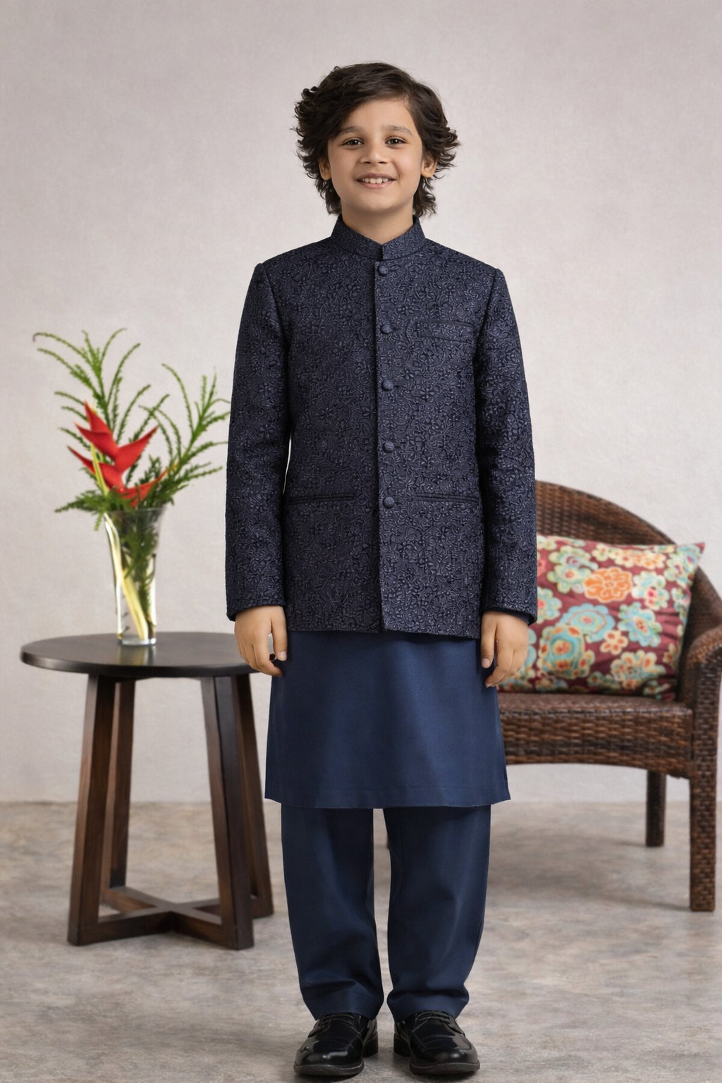 blue Embroidered Prince Coat suit MP 15