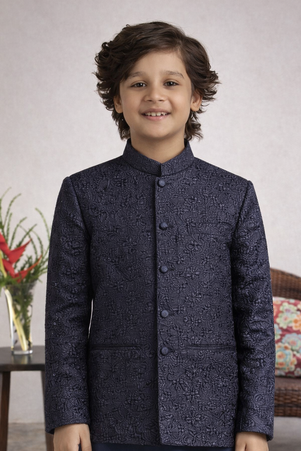 blue Embroidered Prince Coat suit MP 15