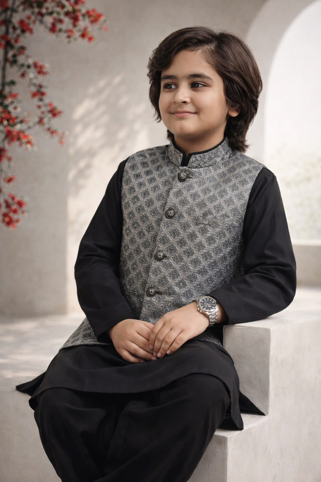 lavender gray  embroidered Only Waistcoat MW 015